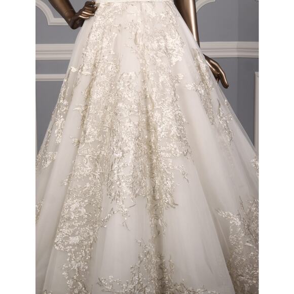 ISABELLE ARMSTRONG Charlotte Sheer Sleeves Ballgown Wedding Dress Bridal Gown 10 - Picture 4 of 11